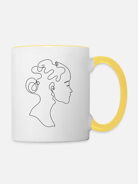 Lineart Woman - Tasse zweifarbig - Weiß/Gelb