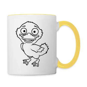 Little cute comic duckling - Contrasting Mug - white/yellow - Right