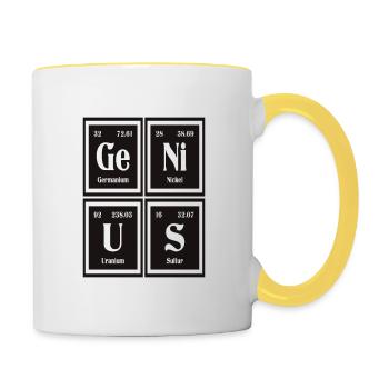 Genius | Periodensystem der Elemente - Tasse zweifarbig - Weiß/Gelb - Rechts