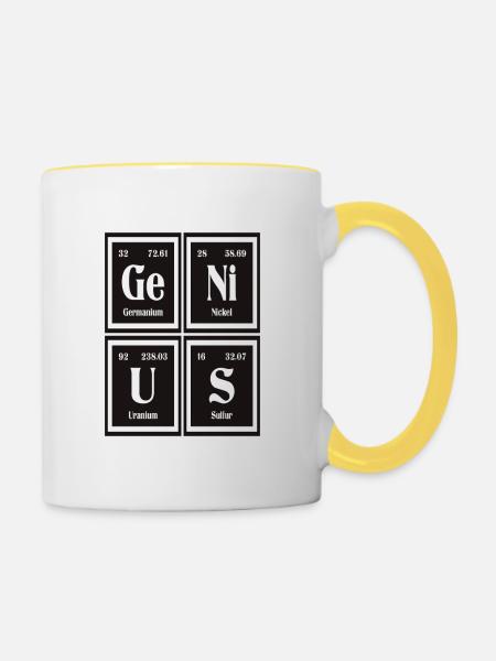 Genius | Periodensystem der Elemente - Tasse zweifarbig - Weiß/Gelb
