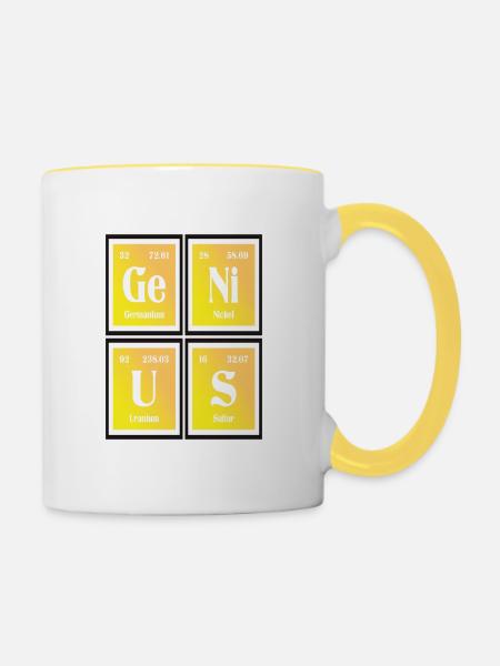 Genius | Periodensystem der Elemente - Tasse zweifarbig - Weiß/Gelb