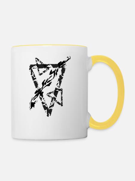 Dreiecke - Tasse zweifarbig - Weiß/Gelb