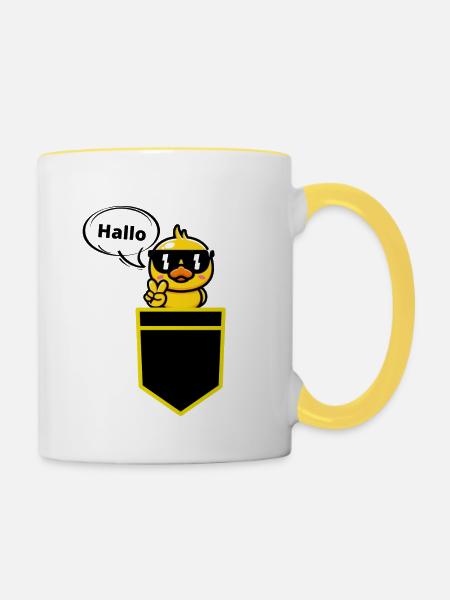 Hallo - Tasse zweifarbig - Weiß/Gelb