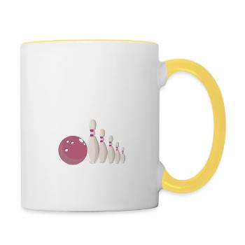 Prenez vos balles, nous allons Bowling Vintage - Mug contrasté - blanc/jaune - Droite