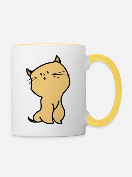 orange katze - Tasse zweifarbig - Weiß/Gelb