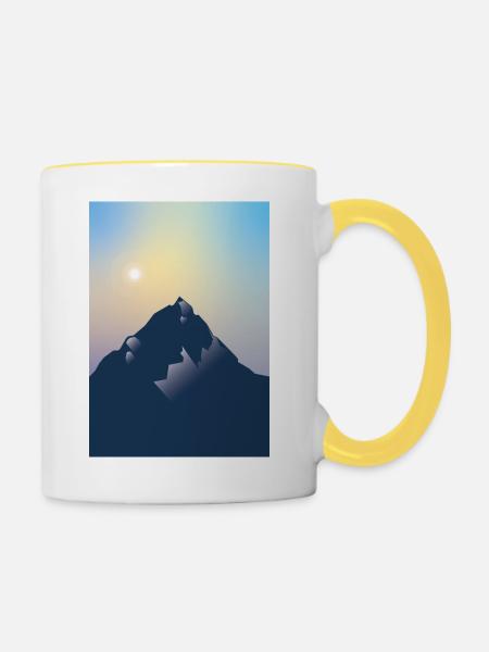 Berg Sonne - Tasse zweifarbig - Weiß/Gelb