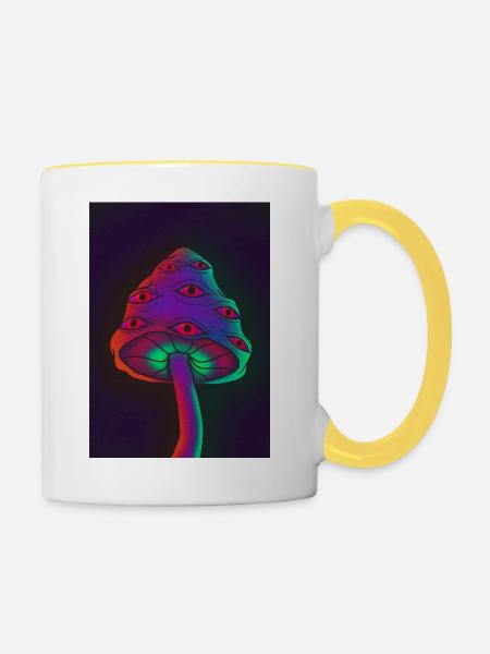 Trippy Pilz - Tasse zweifarbig - Weiß/Gelb