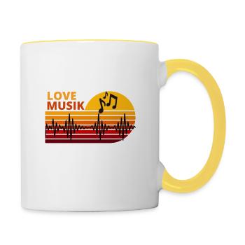Music loves motif for musicians and creatives - Contrasting Mug - white/yellow - Right
