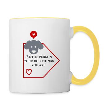 J’aime les vêtements / Chien - Mug contrasté - blanc/jaune - Droite