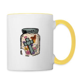 Église Religion Catholique Catholique Jésus-Christ - Mug contrasté - blanc/jaune - Droite
