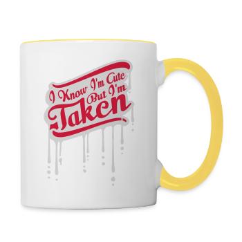citation mignonne mais prise - Mug contrasté - blanc/jaune - Droite