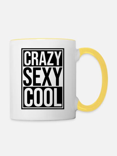 crazy sexy cool Design - Tasse zweifarbig - Weiß/Gelb