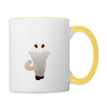 Red panda disguised as a ghost for Halloween - Contrasting Mug - white/yellow - Right