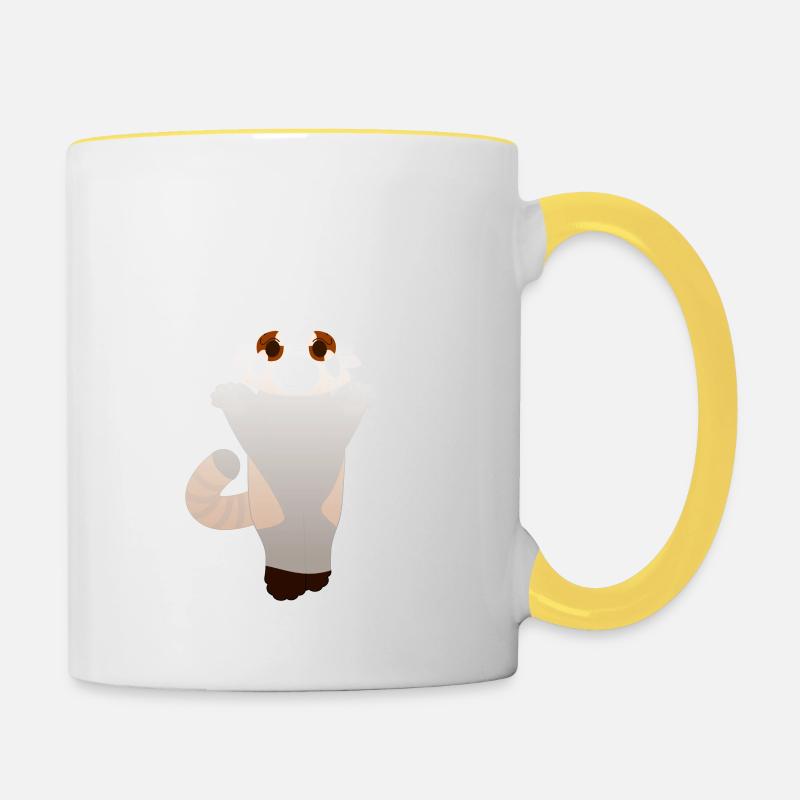 Red panda disguised as a ghost for Halloween - Contrasting Mug - white/yellow