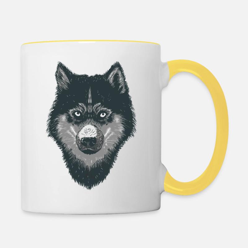 Wolf - Contrasting Mug - white/yellow