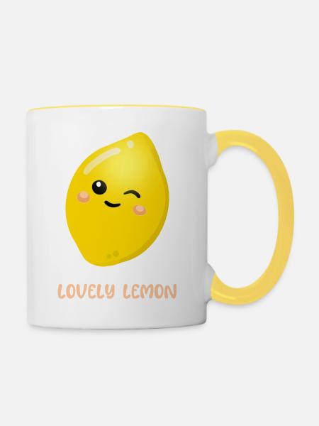 Liebevolle Zitrone - Tasse zweifarbig - Weiß/Gelb