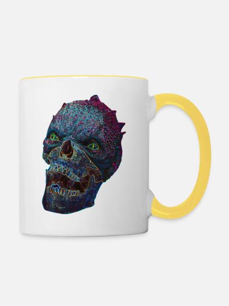 Halloween Gruselmonster - Tasse zweifarbig - Weiß/Gelb