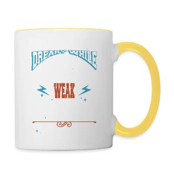 school joke comics typography - Tasse zweifarbig - Weiß/Gelb - Rechts