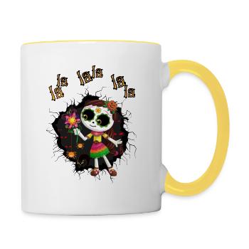 La La La La La La | Halloween Süßes Mädchen - Tasse zweifarbig - Weiß/Gelb - Rechts