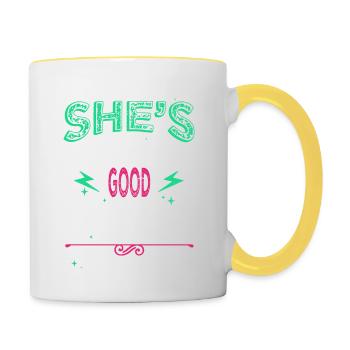 fun cool i love cats love animal lover awesome - Tasse zweifarbig - Weiß/Gelb - Rechts