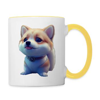Akita Dog - Akita - Contrasting Mug - white/yellow - Right