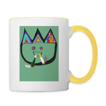 Der wilde Buddy - Tasse zweifarbig - Weiß/Gelb - Rechts