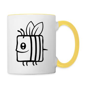 Carré petite abeille mignonne - Mug contrasté - blanc/jaune - Droite