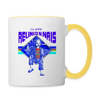 Le ptit Réunionnais - Mug contrasté - blanc/jaune - Droite