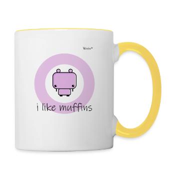 I like Muffins | Weón® - Tasse zweifarbig - Weiß/Gelb - Rechts