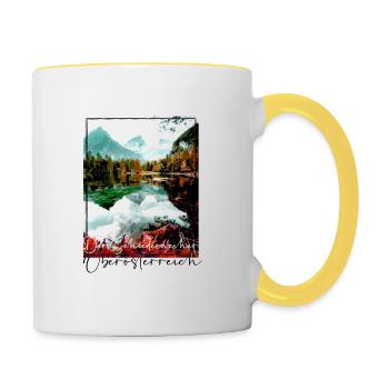 The Schiederweiher in Upper Austria,Austria - Contrasting Mug - white/yellow - Right