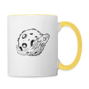 Explore The Final Frontier Retro Outer Space - Tasse zweifarbig - Weiß/Gelb - Rechts