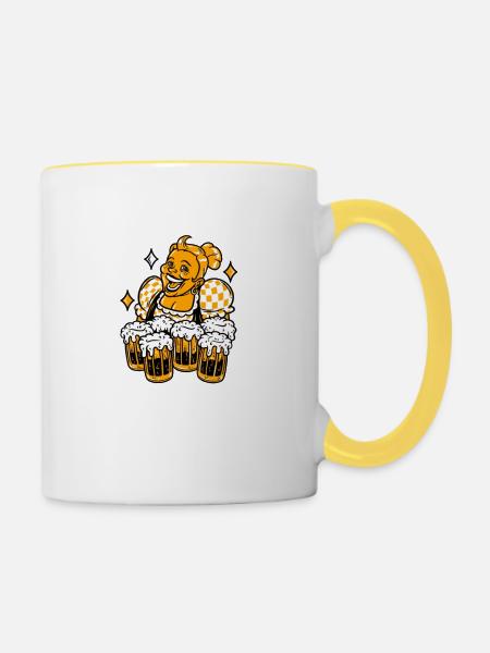 Hüttenaktivistin für Dunkel - Tasse zweifarbig - Weiß/Gelb