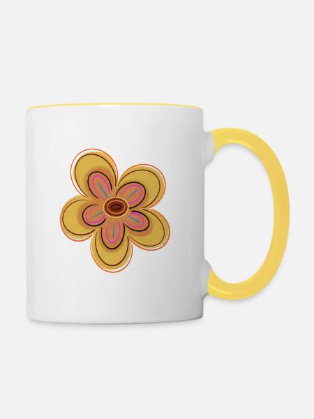 Gelbe Blume - Tasse zweifarbig - Weiß/Gelb