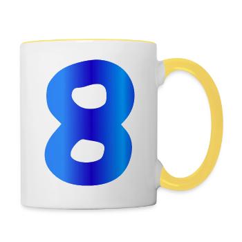 8 Jahre Geburtstag blue - Tasse zweifarbig - Weiß/Gelb - Rechts