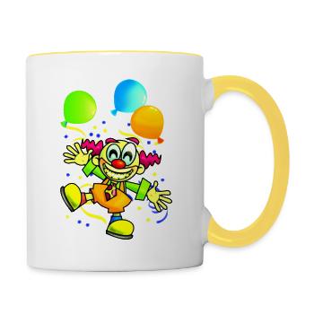 CLOWN Party - Tasse zweifarbig - Weiß/Gelb - Rechts