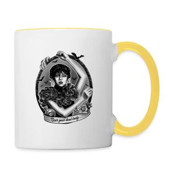 Mittwoch Addams - Tasse zweifarbig - Weiß/Gelb - Rechts