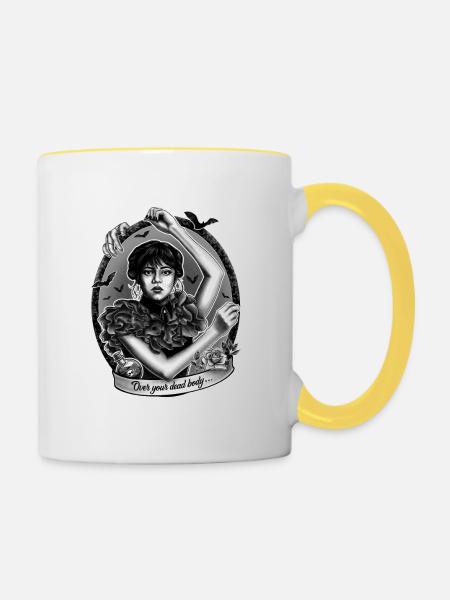 Mittwoch Addams - Tasse zweifarbig - Weiß/Gelb