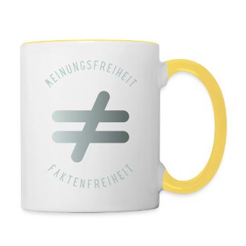Meinungsfreiheit nicht Faktenfreiheit 4 - Tasse zweifarbig - Weiß/Gelb - Rechts