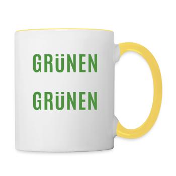Lieber ein Ort im Grünen - Grüne nein Danke! - Tasse zweifarbig - Weiß/Gelb - Rechts
