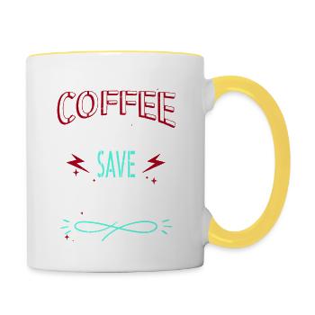 Quote Guenon Geek Cool Tired Animal Lover - Contrasting Mug - white/yellow - Right