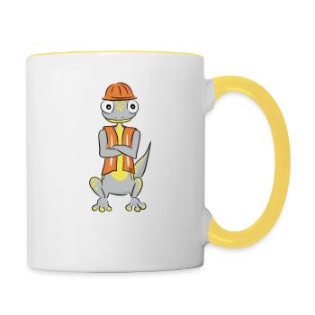 Sicherheits Salamander - immer auf Nummer sicher - Tasse zweifarbig - Weiß/Gelb - Rechts