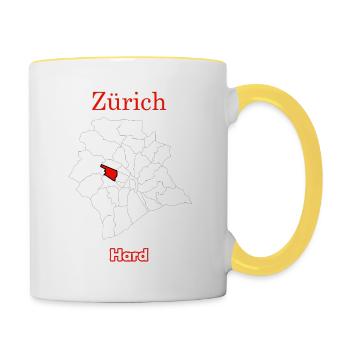 Bezirke Hard Karte mit Zürich Stadtkarte - Tasse zweifarbig - Weiß/Gelb - Rechts