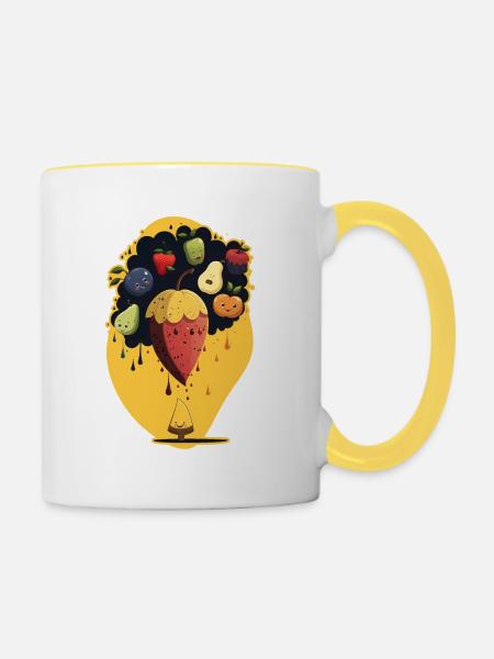 Früchte träumen - Tasse zweifarbig - Weiß/Gelb