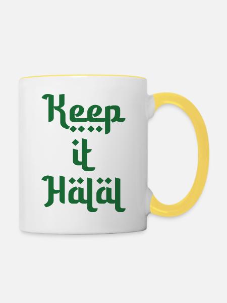 keep it halal Geschenkidee - Tasse zweifarbig - Weiß/Gelb