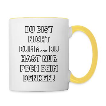 DU BIST NICHT DUMM - Tasse zweifarbig - Weiß/Gelb - Rechts