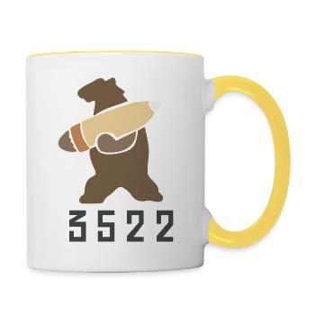 Wojtek der Bär - Tasse zweifarbig - Weiß/Gelb - Rechts