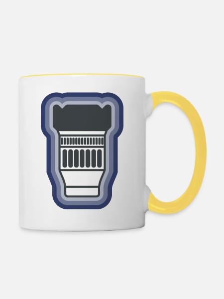 Kameraobjektiv - Tasse zweifarbig - Weiß/Gelb