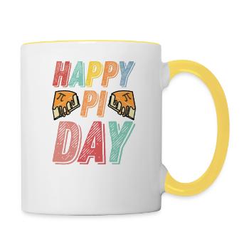 3.14 PI Day Pie Day, Pi Symbole mathématique - Mug contrasté - blanc/jaune - Droite