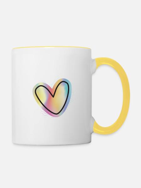 Heart - Tasse zweifarbig - Weiß/Gelb