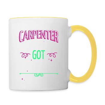 Gift Idea Funny Quote Sabrina Carpenter Tshirts - Contrasting Mug - white/yellow - Right
